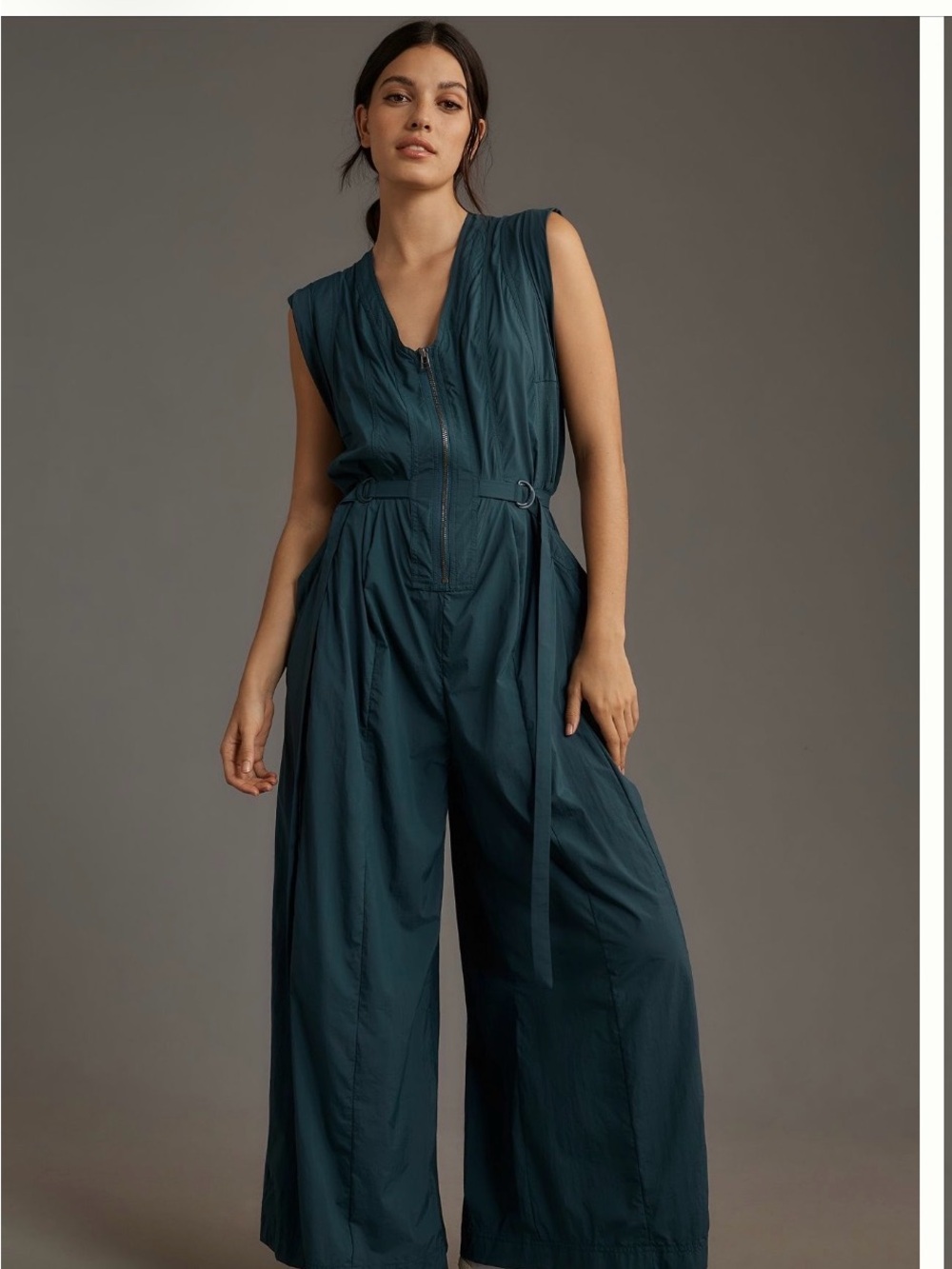 Anthropologie Sleeveless Wide-Leg Jumpsuit in Deep Teal
